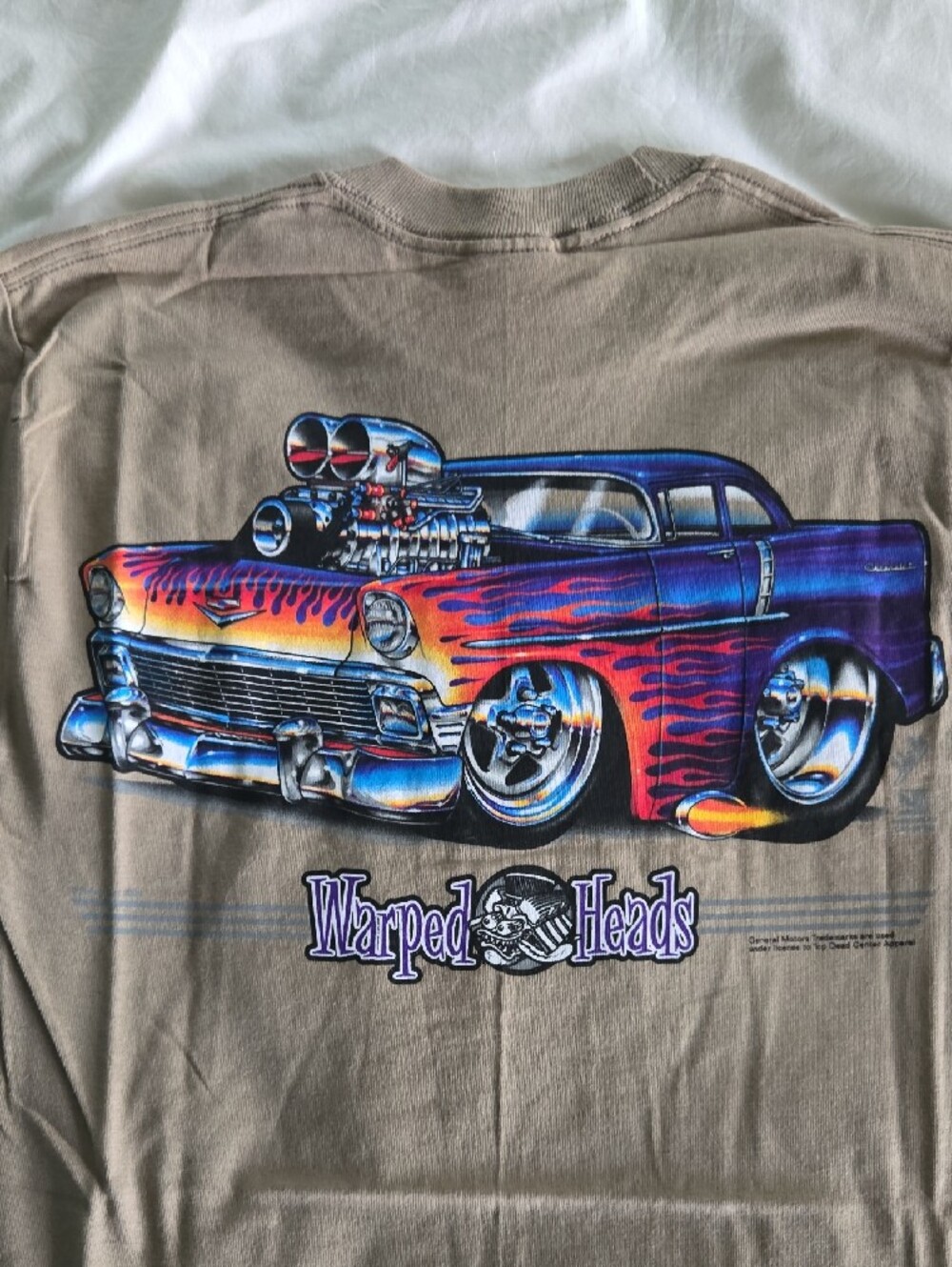 New Tan Graphic T-Shirt - Men '56 Chevy Warped-Head